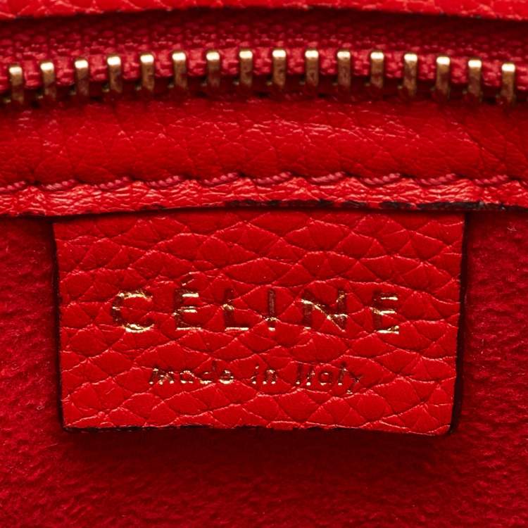 Pre Owned Celine Luggage Nano Red Leather Tote