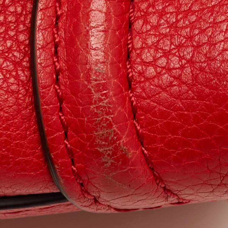 Pre Owned Celine Luggage Nano Red Leather Tote