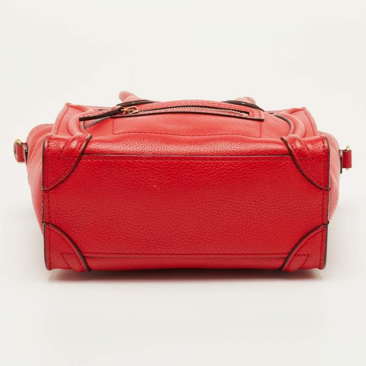 Pre Owned Celine Luggage Nano Red Leather Tote
