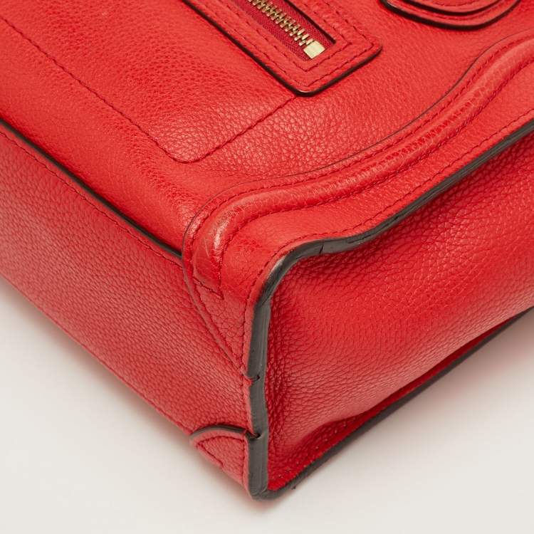 Pre Owned Celine Luggage Nano Red Leather Tote