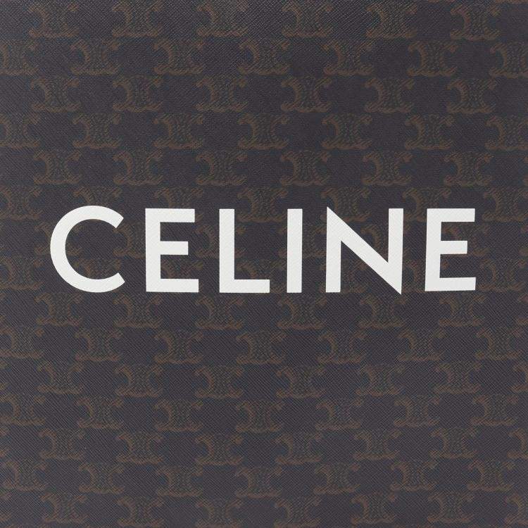 Pre Owned Celine Vertical Cabas Triomphe Small Brown Canvas and Leather Tote Bag