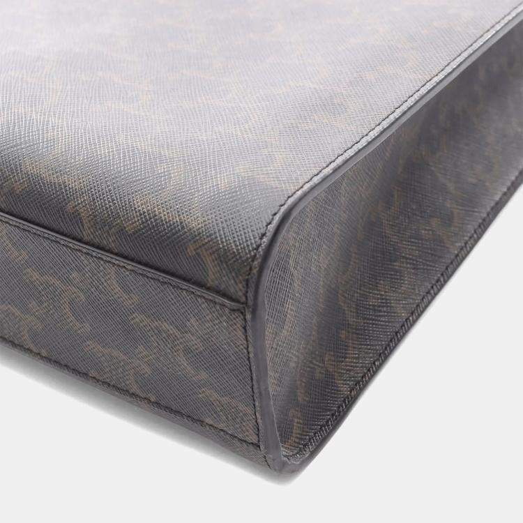 Pre Owned Celine Vertical Cabas Triomphe Small Brown Canvas and Leather Tote Bag