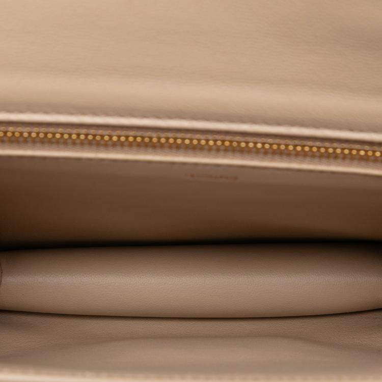 Pre Owned Celine Brown Teen Shiny Calfskin Triomphe Besace Clea Chain Crossbody