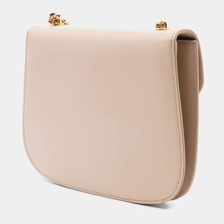 Pre Owned Celine Brown Teen Shiny Calfskin Triomphe Besace Clea Chain Crossbody