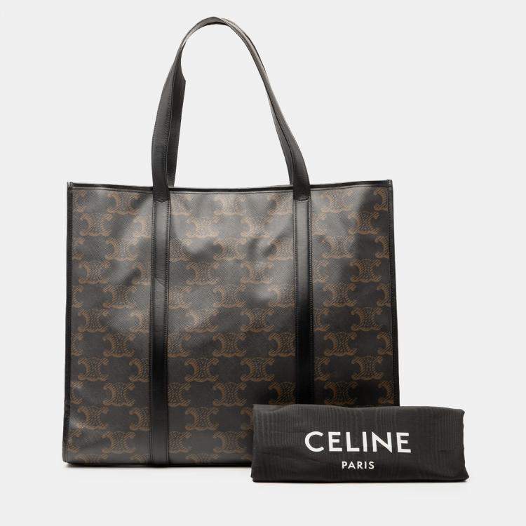 Pre Owned Celine Brown XL Triomphe Coated Canvas Cabas Tote