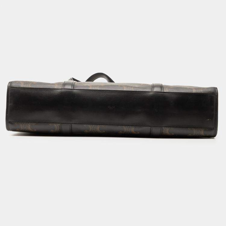 Pre Owned Celine Brown XL Triomphe Coated Canvas Cabas Tote