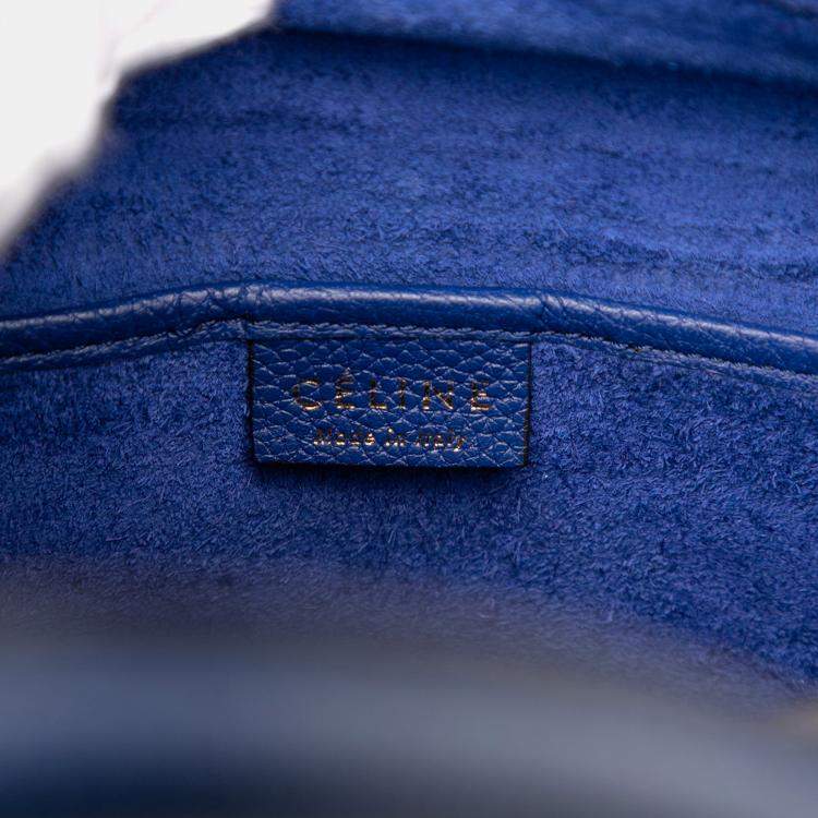 Pre Owned Celine Blue Nano Leather Luggage Tote