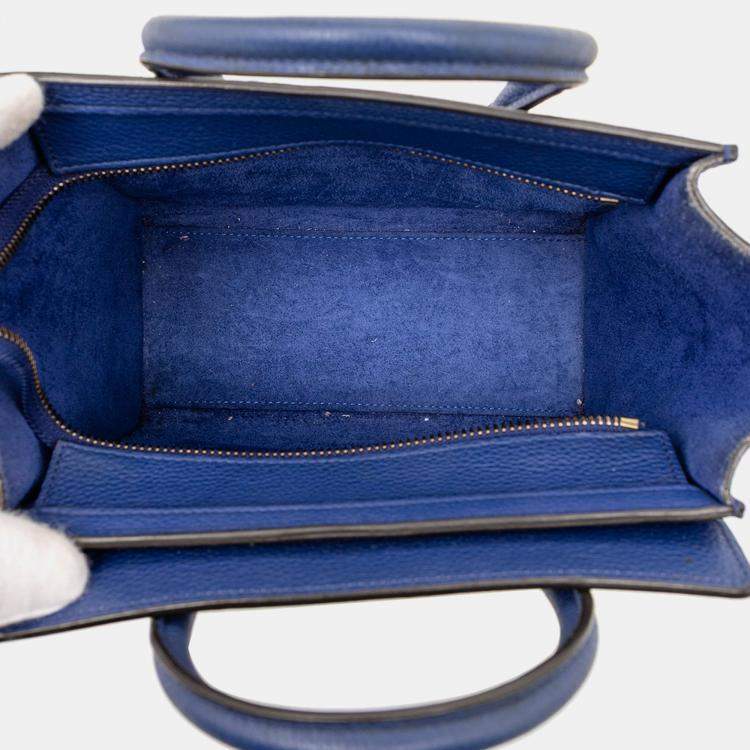 Pre Owned Celine Blue Nano Leather Luggage Tote