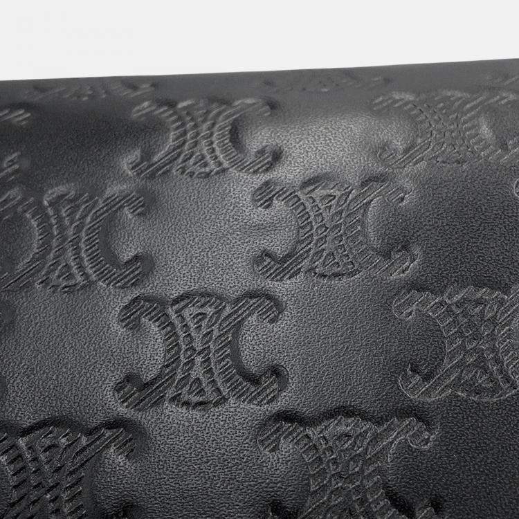 Pre Owned Celine Triomphe Horizontal Sleeve Shoulder Bag Black Leather