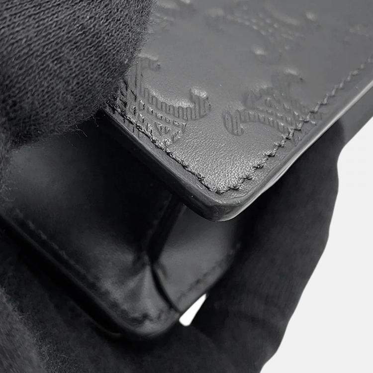 Pre Owned Celine Triomphe Horizontal Sleeve Shoulder Bag Black Leather