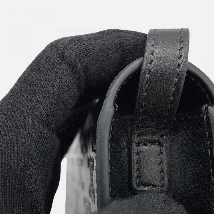 Pre Owned Celine Triomphe Horizontal Sleeve Shoulder Bag Black Leather