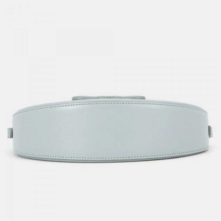 Pre Owned Celine Cuir Triomphe Buzas Shoulder Bag Light Blue Calf Leather