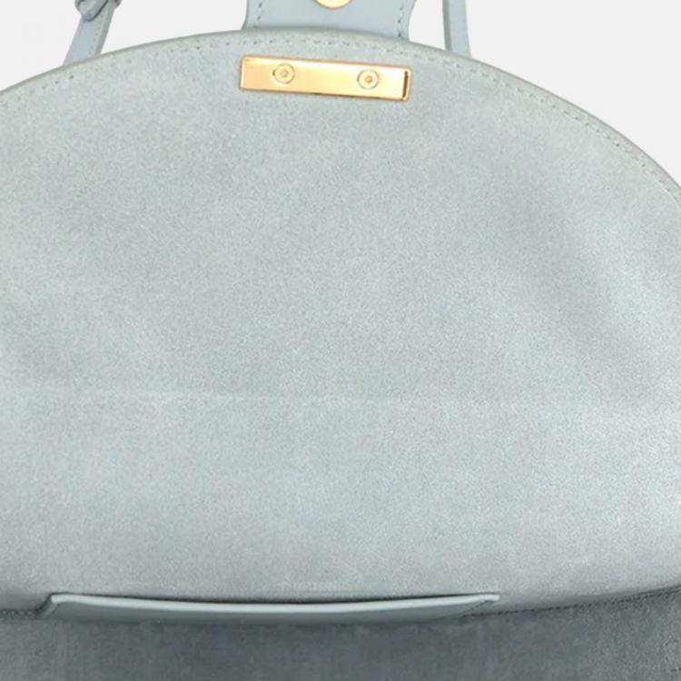 Pre Owned Celine Cuir Triomphe Buzas Shoulder Bag Light Blue Calf Leather