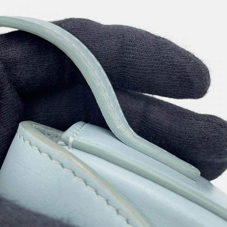 Pre Owned Celine Cuir Triomphe Buzas Shoulder Bag Light Blue Calf Leather