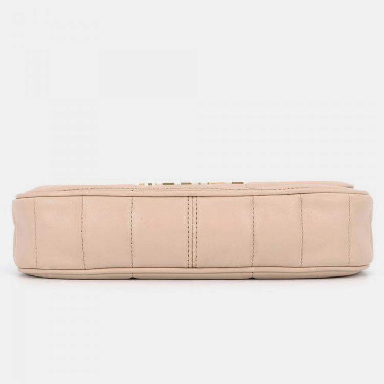 Pre Owned Celine Mono Chrome Chain Shoulder Bag Beige Leather