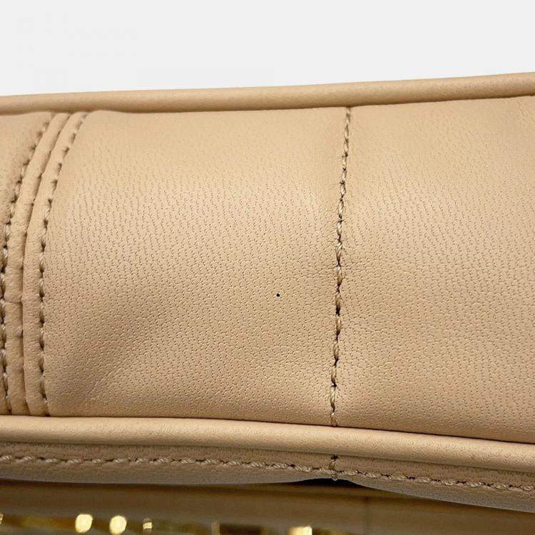 Pre Owned Celine Mono Chrome Chain Shoulder Bag Beige Leather