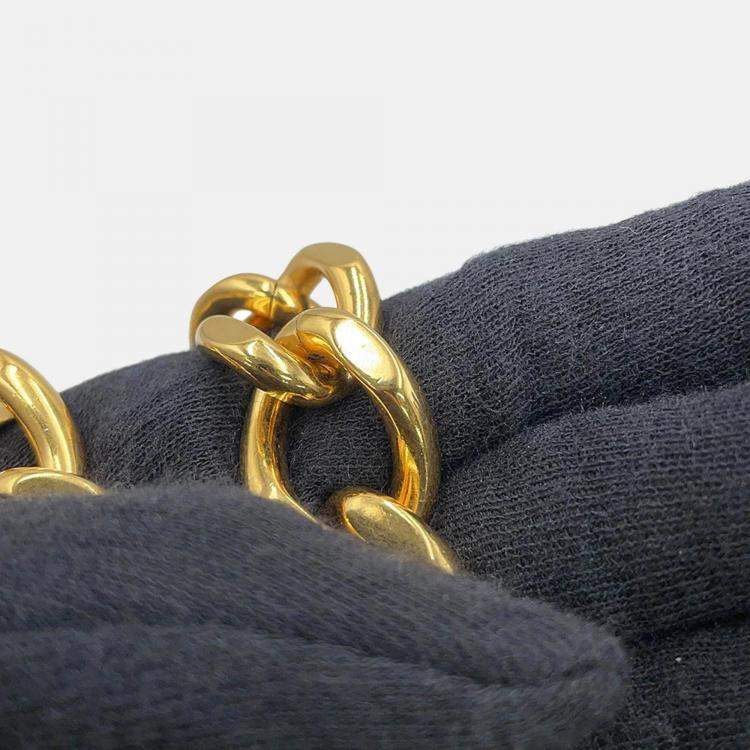 Pre Owned Celine Mono Chrome Chain Shoulder Bag Beige Leather