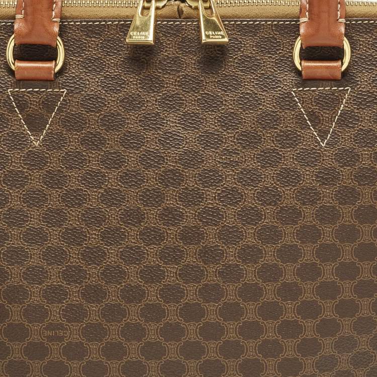 Pre Owned Celine Brown Macadam Print Coated Canvas and Leather Dome Bag