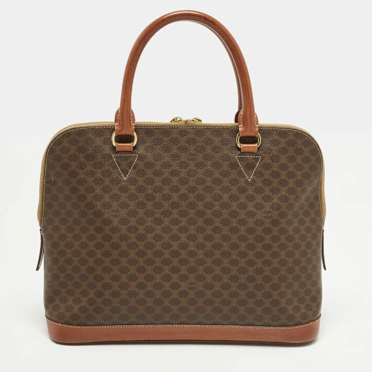 Pre Owned Celine Brown Macadam Print Coated Canvas and Leather Dome Bag