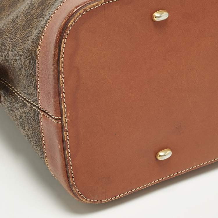Pre Owned Celine Brown Macadam Print Coated Canvas and Leather Dome Bag
