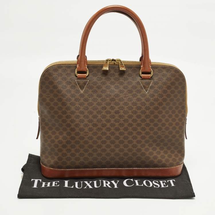 Pre Owned Celine Brown Macadam Print Coated Canvas and Leather Dome Bag