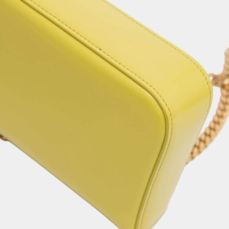 Pre Owned Celine Yellow Shiny Calfskin Claude Chain Shoulder Bag