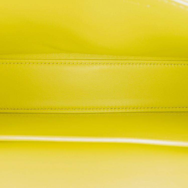 Pre Owned Celine Yellow Shiny Calfskin Claude Chain Shoulder Bag