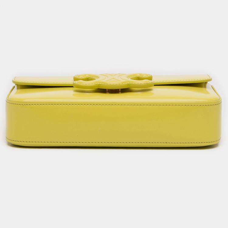 Pre Owned Celine Yellow Shiny Calfskin Claude Chain Shoulder Bag