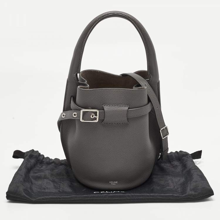 Pre Owned Celine Big Grey Nano Leather Bucket Bag