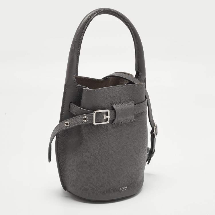 Pre Owned Celine Big Grey Nano Leather Bucket Bag