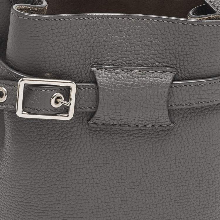 Pre Owned Celine Big Grey Nano Leather Bucket Bag