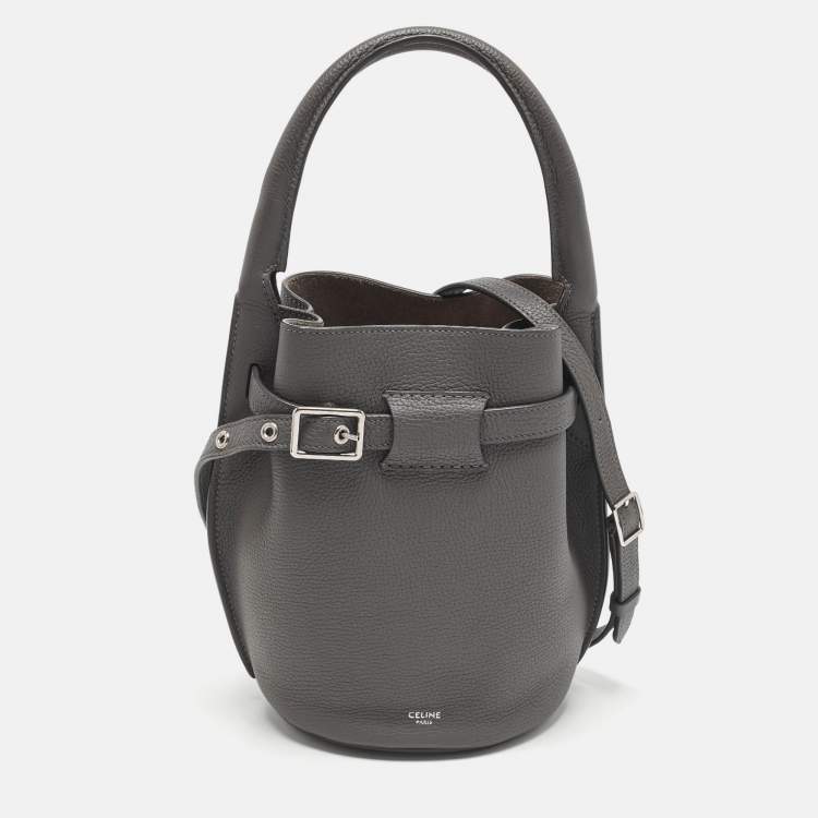 Pre Owned Celine Big Grey Nano Leather Bucket Bag