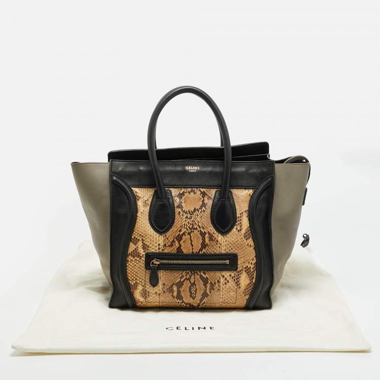 Pre Owned Celine Luggage Mini Tricolor Leather and Python Tote