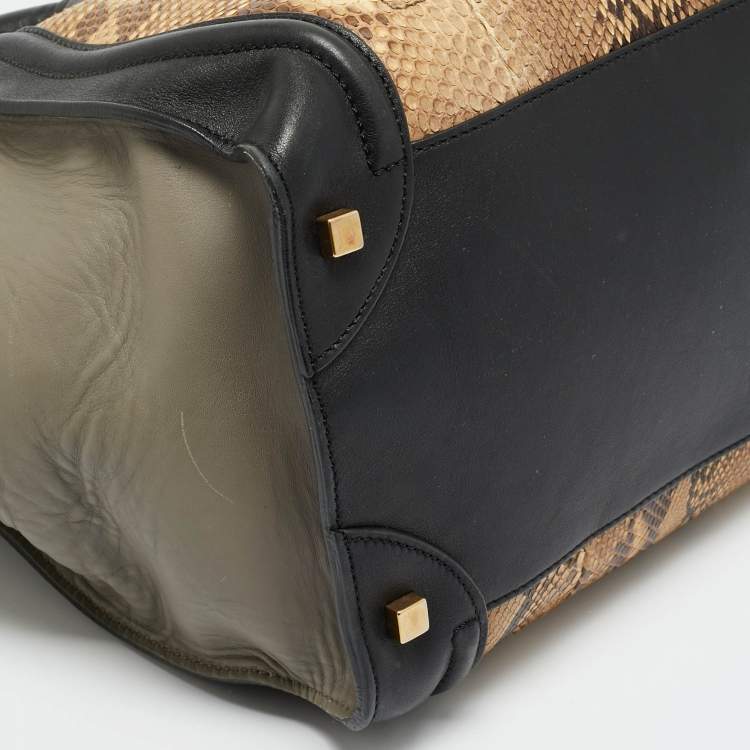 Pre Owned Celine Luggage Mini Tricolor Leather and Python Tote