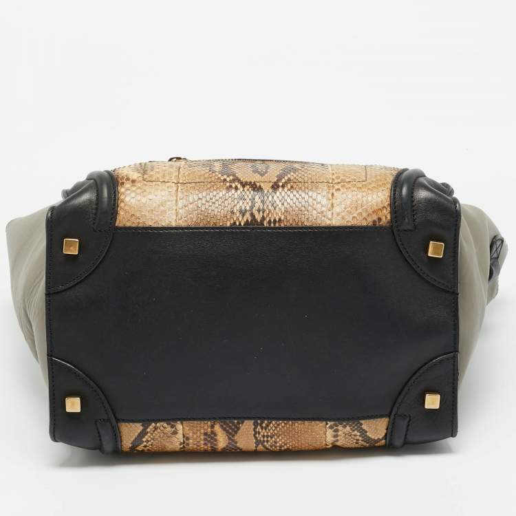 Pre Owned Celine Luggage Mini Tricolor Leather and Python Tote