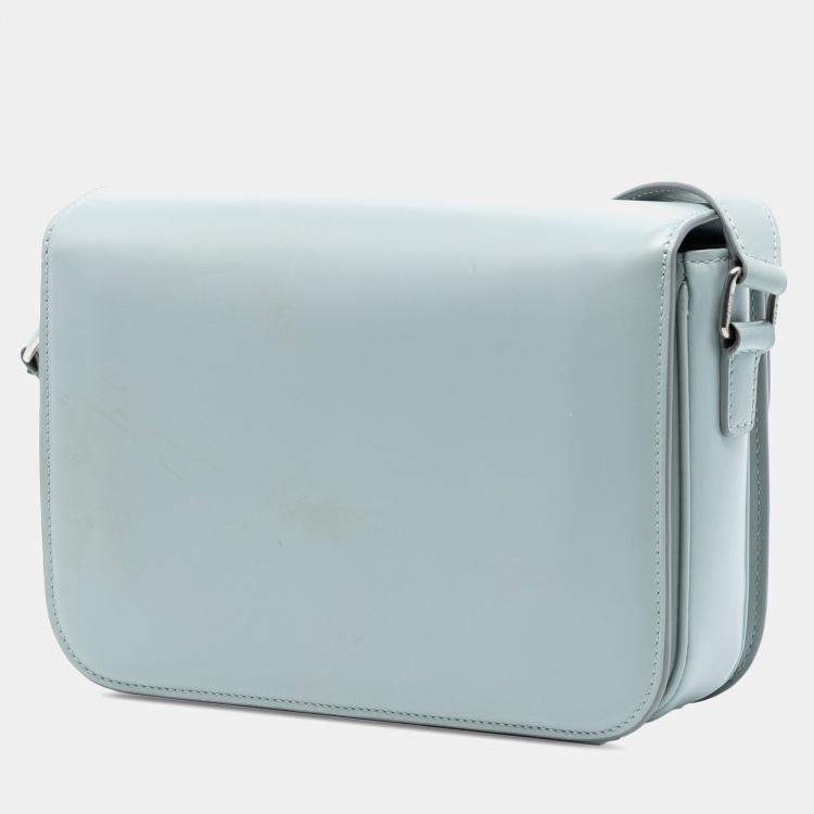 Pre Owned Celine Blue Classique Shiny Calfskin Triomphe Crossbody