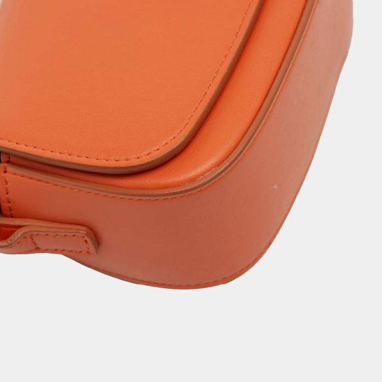 Pre Owned Celine Orange Smooth Calfskin Tabou Clutch on Strap