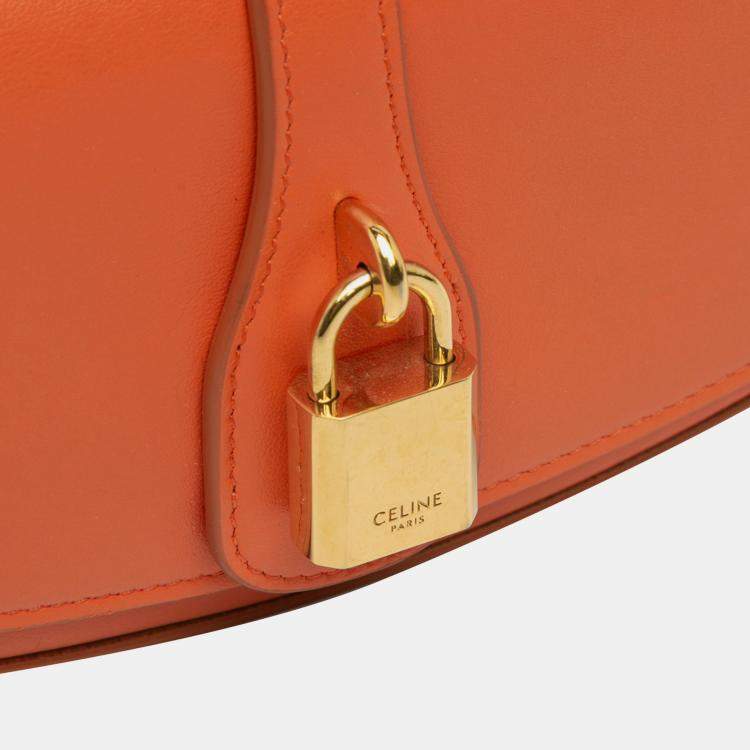 Pre Owned Celine Orange Smooth Calfskin Tabou Clutch on Strap