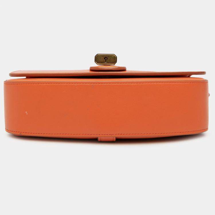 Pre Owned Celine Orange Smooth Calfskin Tabou Clutch on Strap