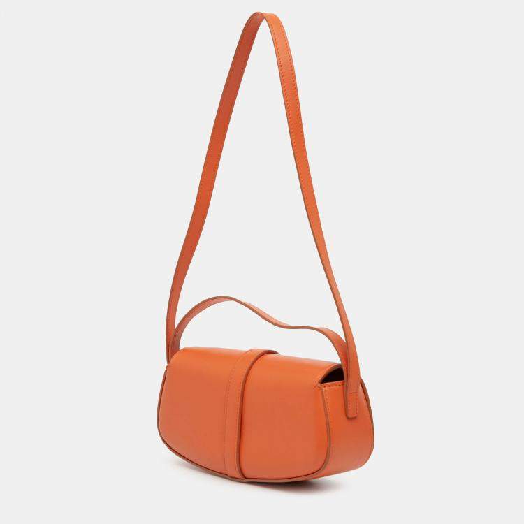Pre Owned Celine Orange Smooth Calfskin Tabou Clutch on Strap