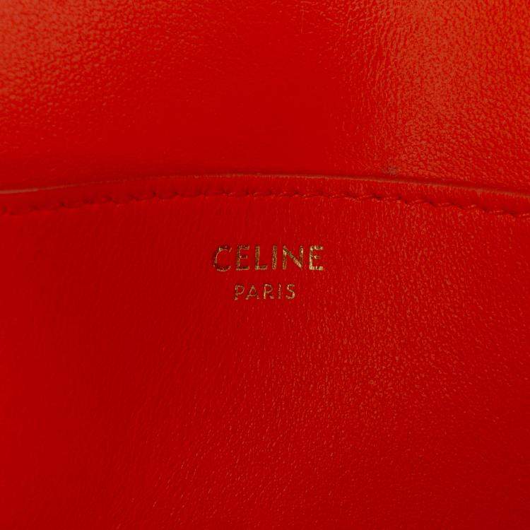 Pre Owned Celine Orange Smooth Calfskin Tabou Clutch on Strap