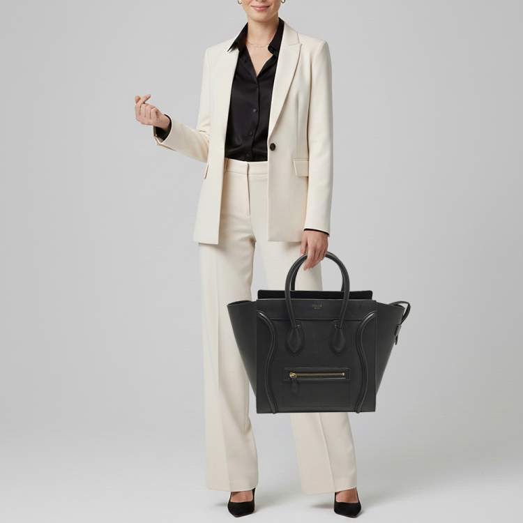 Pre Owned Celine Luggage Mini Black Leather Tote