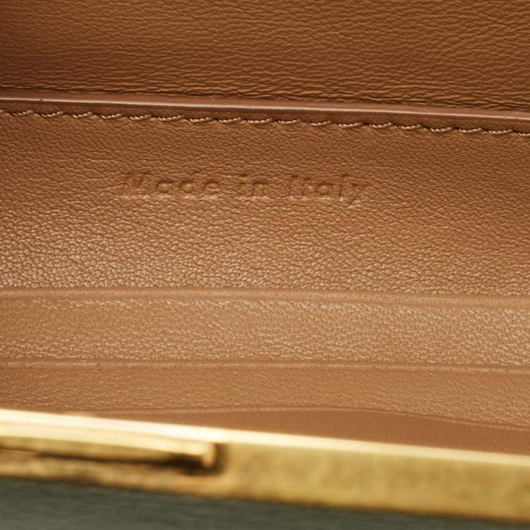 Pre Owned Celine Clasp Mini Light Green Leather Crossbody Bag