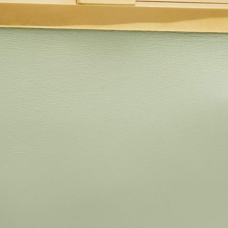 Pre Owned Celine Clasp Mini Light Green Leather Crossbody Bag