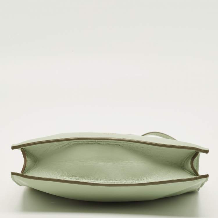 Pre Owned Celine Clasp Mini Light Green Leather Crossbody Bag