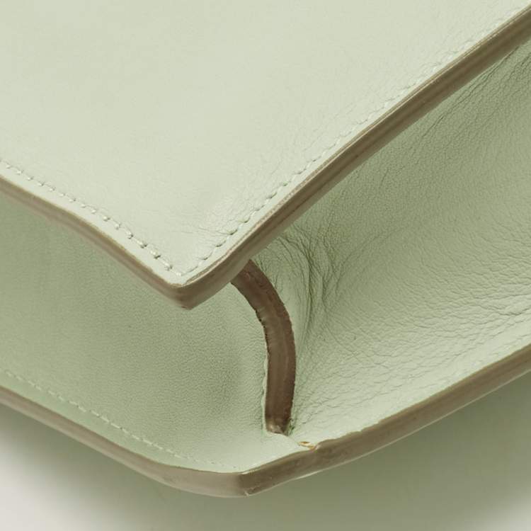 Pre Owned Celine Clasp Mini Light Green Leather Crossbody Bag