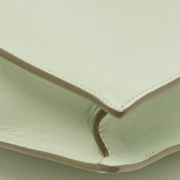 Pre Owned Celine Clasp Mini Light Green Leather Crossbody Bag
