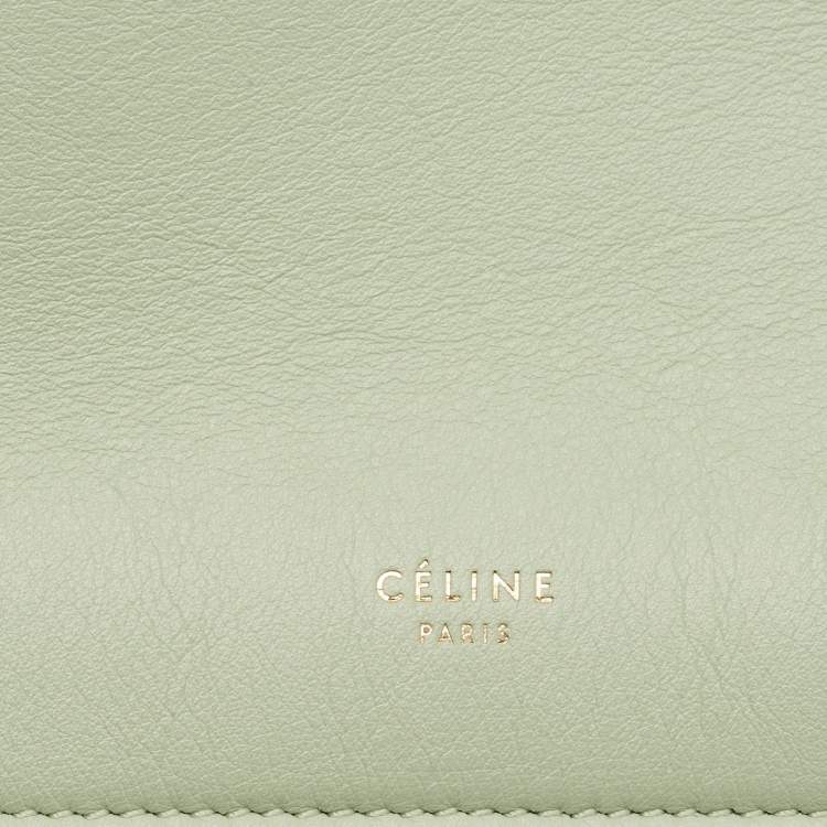 Pre Owned Celine Clasp Mini Light Green Leather Crossbody Bag
