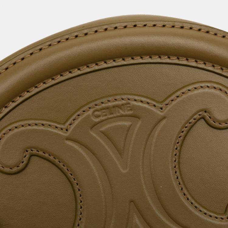 Pre Owned Celine Green Small Calfskin Cuir Triomphe Oval Crossbody