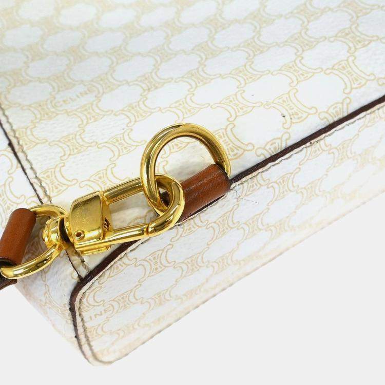 Pre Owned Celine Macadam Twin White Brown Canvas Backpack